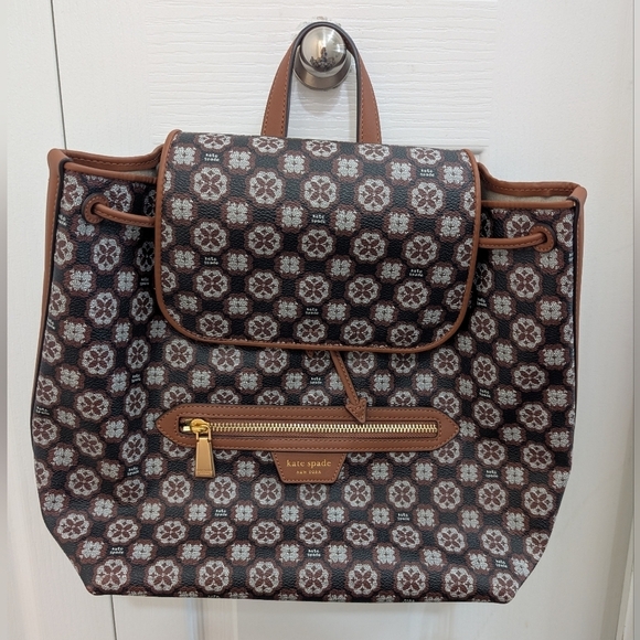 Kate Spade Brown Backpack with Monogram Design and Leather Accents - Picture 5 of 6